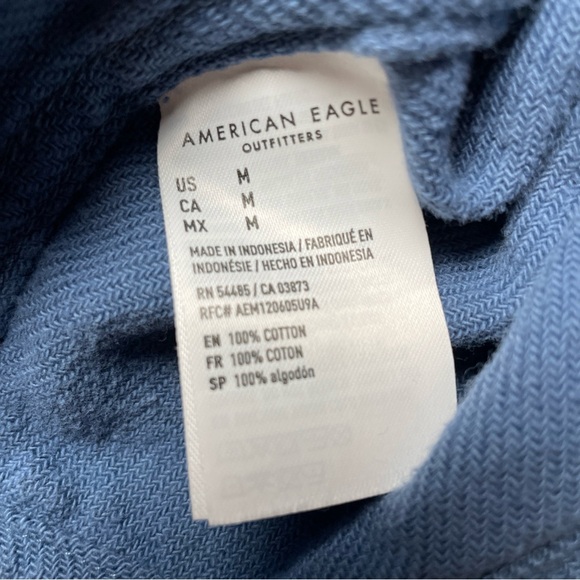 American Eagle Button-Up Shirt Men's size M Blue flannel cabincore casual cozy - Picture 7 of 10